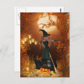 Autumn Halloween Witch Briefkaart (Voorkant / Achterkant)