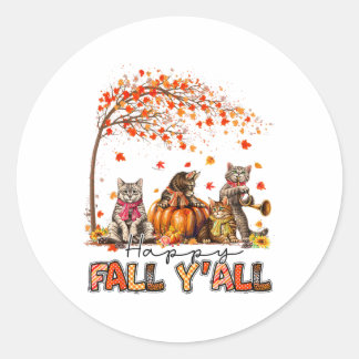 Autumn Happy Herfst Yall Cats Autumn Lover Pompoen Ronde Sticker
