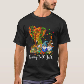 Autumn Happy Herfst Yall Gnome Luipaard Pompoen Au T-shirt