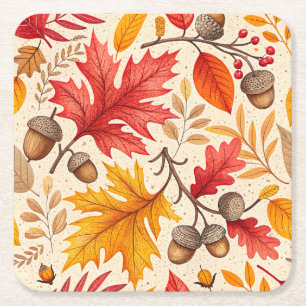 Autumn Harmony: een kleurrijke Herfst Vierkante Kartonnen Onderzetter