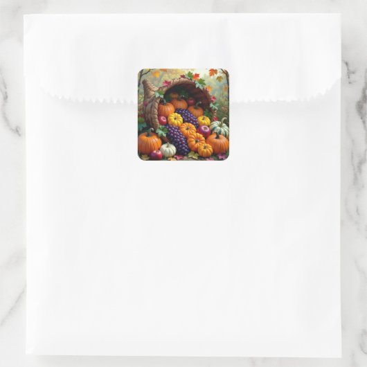 Autumn Harvest and Blessings Cornucopia Vierkante Sticker (Tas)