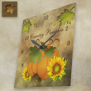 Autumn Harvest Country Pumpkin Clock Vierkante Klok
