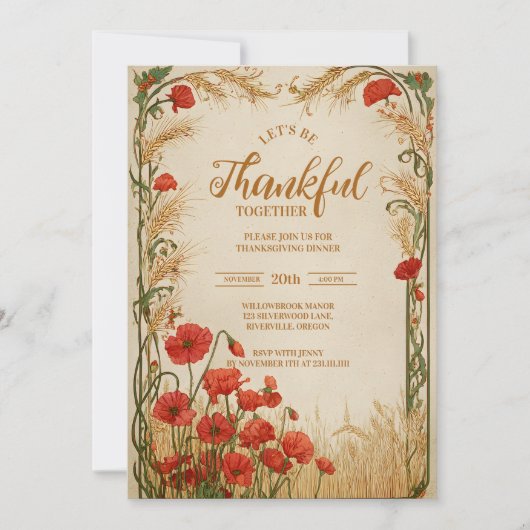 Autumn Harvest Poppy Celebration Kaart (Voorkant)