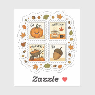 Autumn Harvest Postzegel Sticker – Cozy Pumpki