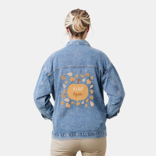 Autumn Harvest Pumpkin Het is weer Herfst Denim Jacket (Model)