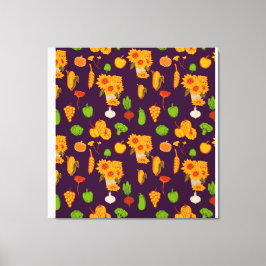 Autumn Healthy Harvest Veggie en Fruits Throw Pi Canvas Afdruk