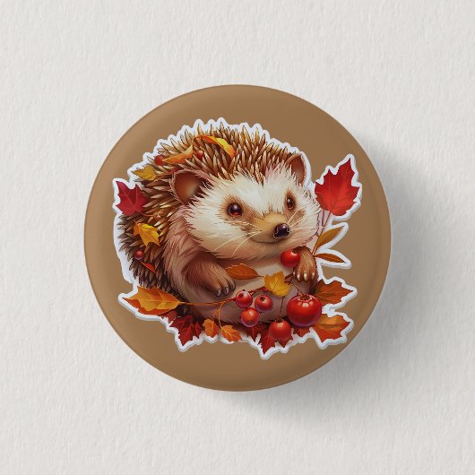 Autumn Hedgehog Adventure Ronde Button 3,2 Cm (Voorkant)