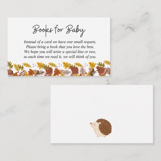 Autumn Hedgehog Baby shower Boekaanvraag Informatiekaartje (Voorkant / Achterkant)