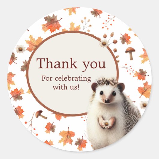 Autumn Hedgehog Dank u Stickers (Voorkant)