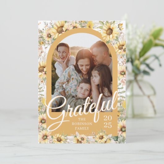 Autumn Herfst Arch Waterverf Dankbare Thanksgiving Feestdagenkaart (Staand voorkant)