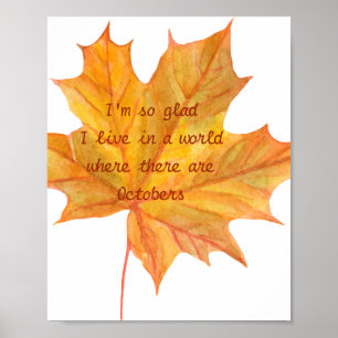 Autumn Herfst Leaf Quote Poster