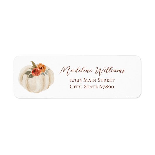 Autumn Herfst Pompoen Elegant Script Adres Etiket (Voorkant)
