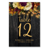 Autumn herfst rustic wood trouwttable number kaart (Achterkant)