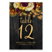 Autumn herfst rustic wood trouwttable number kaart (Voorkant)