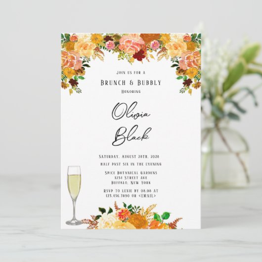 Autumn Herfst Spice Peony Brunch en Bubble Kaart (Staand voorkant)