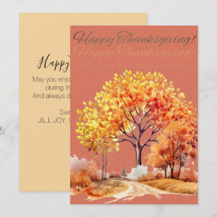 Autumn Herfst Tree Thanksgiving Sinaasappel Feestdagenkaart