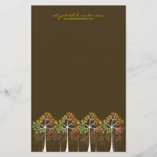 Autumn / Herfst Trees op bruine briefkaartjes Briefpapier