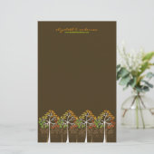 Autumn / Herfst Trees op bruine briefkaartjes Briefpapier (Staand voorkant)