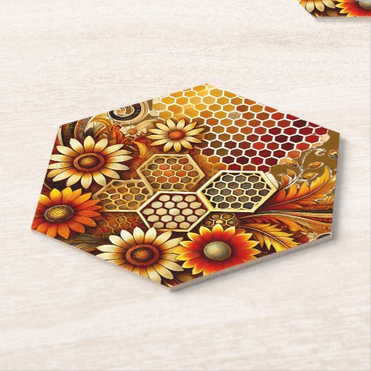Autumn Hexagon Paper Onderzetter (Schuin)