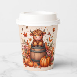 Autumn Highland Cow Paper cup Papieren Bekers