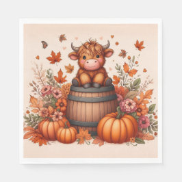 Autumn Highland Cow Paper Napkin Servet