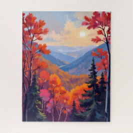 Autumn Hills | Fall Leaves Foliage Watercolor Legpuzzel