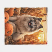 Autumn Keeshond Fleece Deken (Voorkant (Horizontaal))