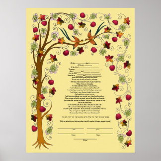 Autumn ketubah met boom of Life - B Poster