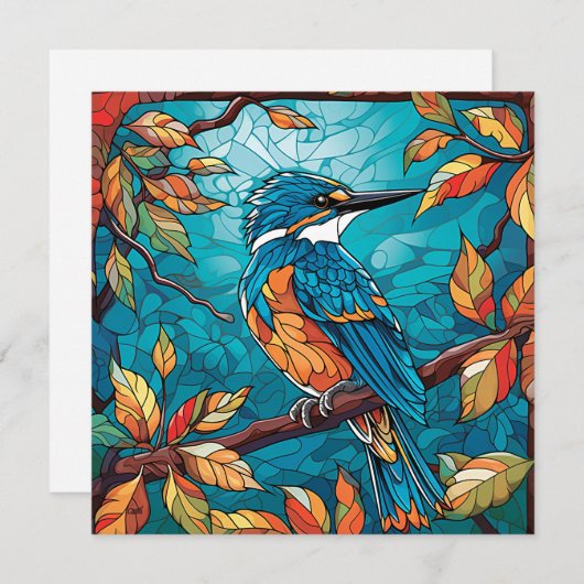 Autumn Kingfisher Platte Kaart (Voorkant / Achterkant)
