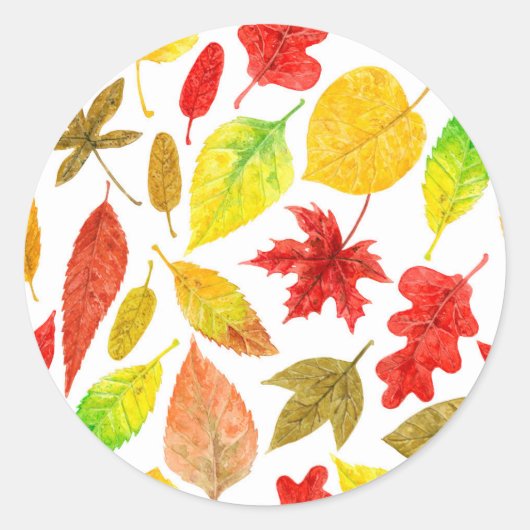 Autumn laat waterverf wit ronde sticker (Voorkant)