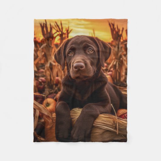 Autumn Labrador Pup Fleece Deken (Voorkant)