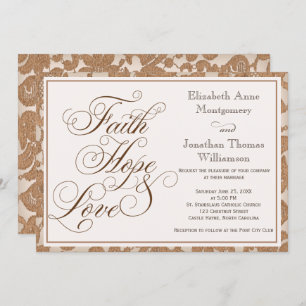 Autumn Lace Faith Hope & Love Wedding Invitation Kaart