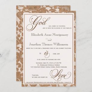Autumn Lace God is Love Christelijk Wedding Kaart