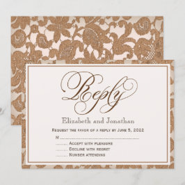 Autumn Lace Script Reply RSVP Enclosure Card Kaart