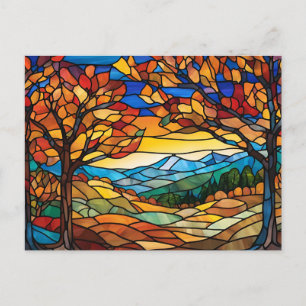 Autumn Landscape Glas in lood Illustratie Briefkaart