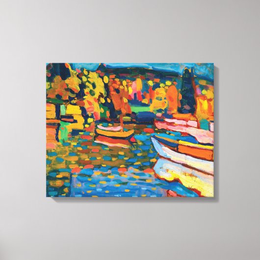 Autumn Landschap met Boats door Wassily Kandinsky Canvas Afdruk (Voorkant)