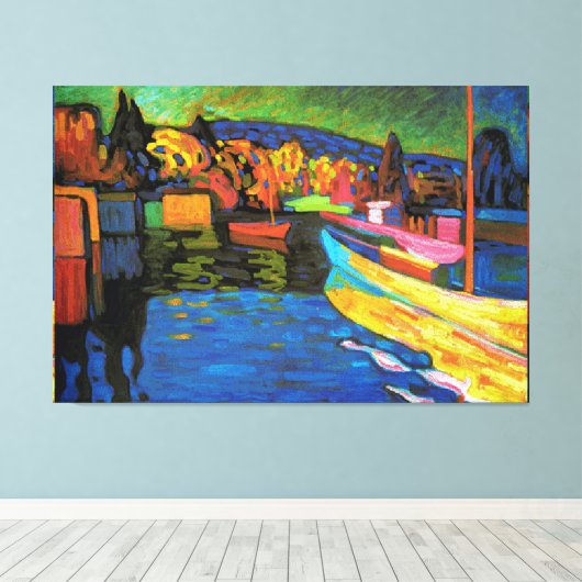 Autumn Landschap met boten Canvas Afdruk (Insitu (Houten vloer))