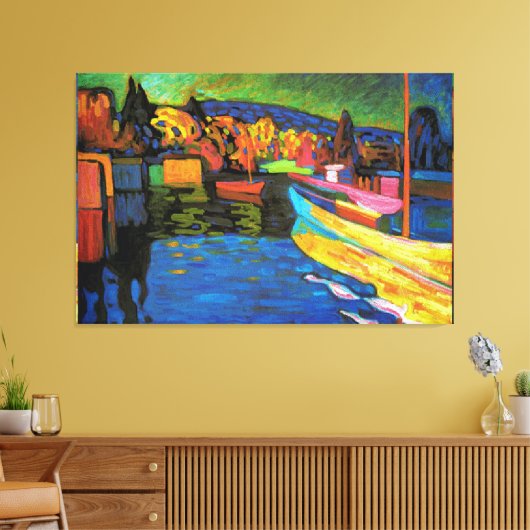 Autumn Landschap met boten Canvas Afdruk (Insitu (Woonkamer))