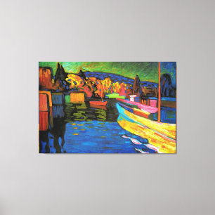 Autumn Landschap met boten Canvas Afdruk