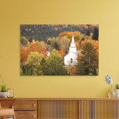 Autumn landschap met kerk, Vermont, VS Canvas Afdruk (Insitu (Woonkamer))