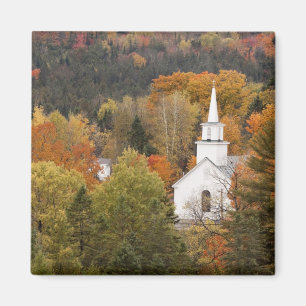 Autumn landschap met kerk, Vermont, VS Magneet
