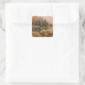 Autumn landschap met meer, Vermont, VS 3 Vierkante Sticker (Tas)