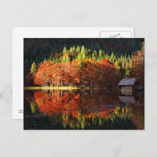 Autumn landschap op een meer briefkaart (Voorkant / Achterkant)