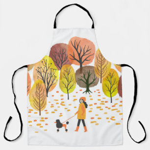 Autumn landschap. Waterverf  illustratie Schort