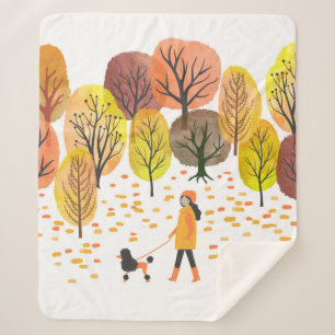 Autumn landschap. Waterverf  illustratie  Sherpa Deken