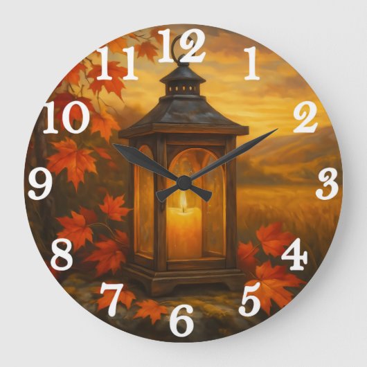 Autumn lantern with maple leaves glow grote klok (Voorkant)