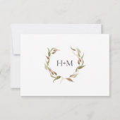 Autumn Laurel Wreath Monogram Wedding RSVP (Achterkant)