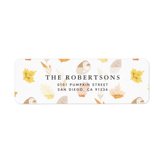 Autumn Leaf & Acorn Pattern Cream Address Etiket (Voorkant)