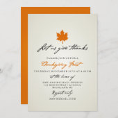 Autumn Leaf Elegant Thanksgiving Party Invitation (Devant / Derrière)