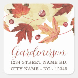 Autumn Leaf en Cranberry Square Sticker